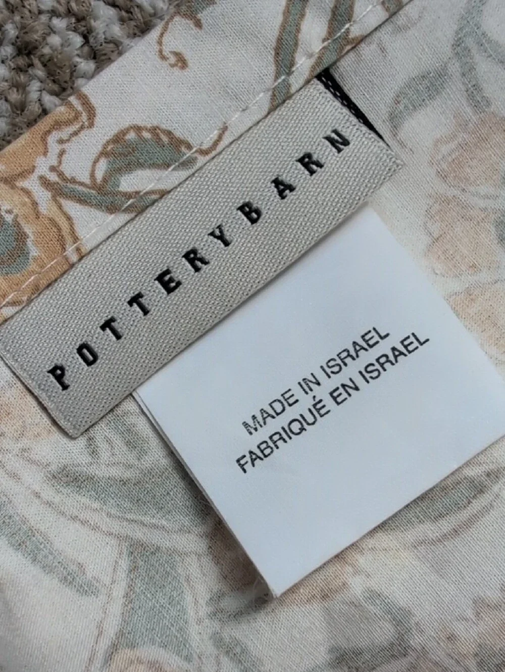 Pottery Barn Cream, Yellow & Sage Floral Fabric Shower Curtain Farmhouse Garden